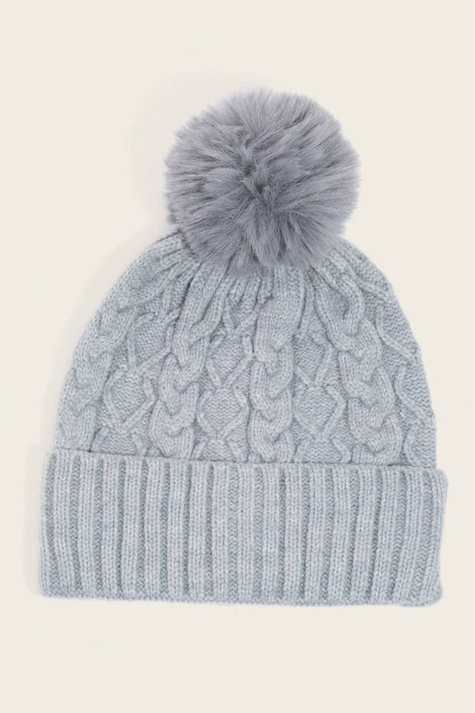 Cozy Cable Knit Pom Pom Beanie