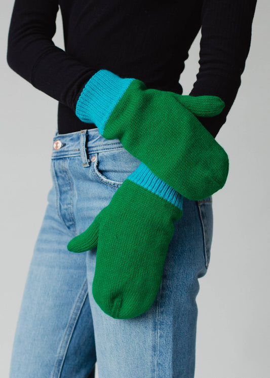 Green & Blue Knit Mittens