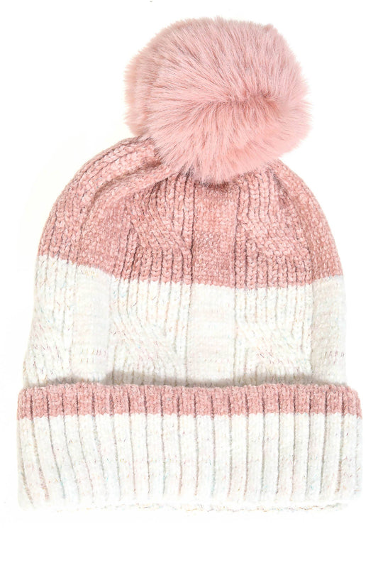 Winter Fashion Rib Knit Pom Beanie