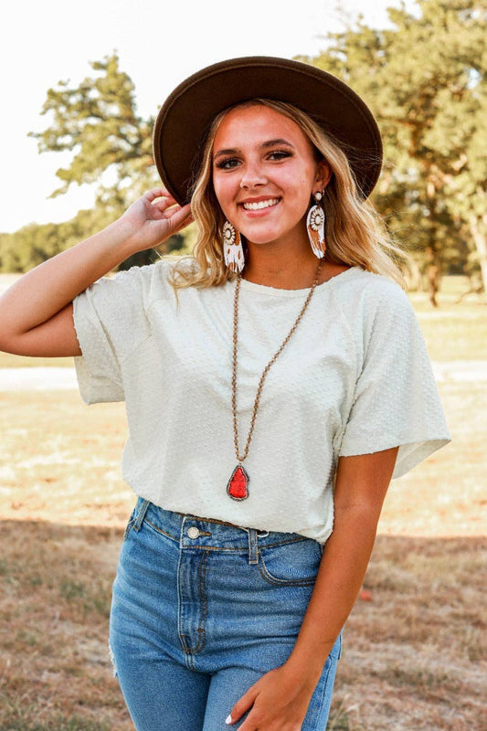 Red Stone Oval Necklace