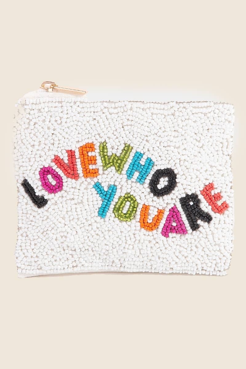 Love Who You Are Seed Beaded Coin Purse