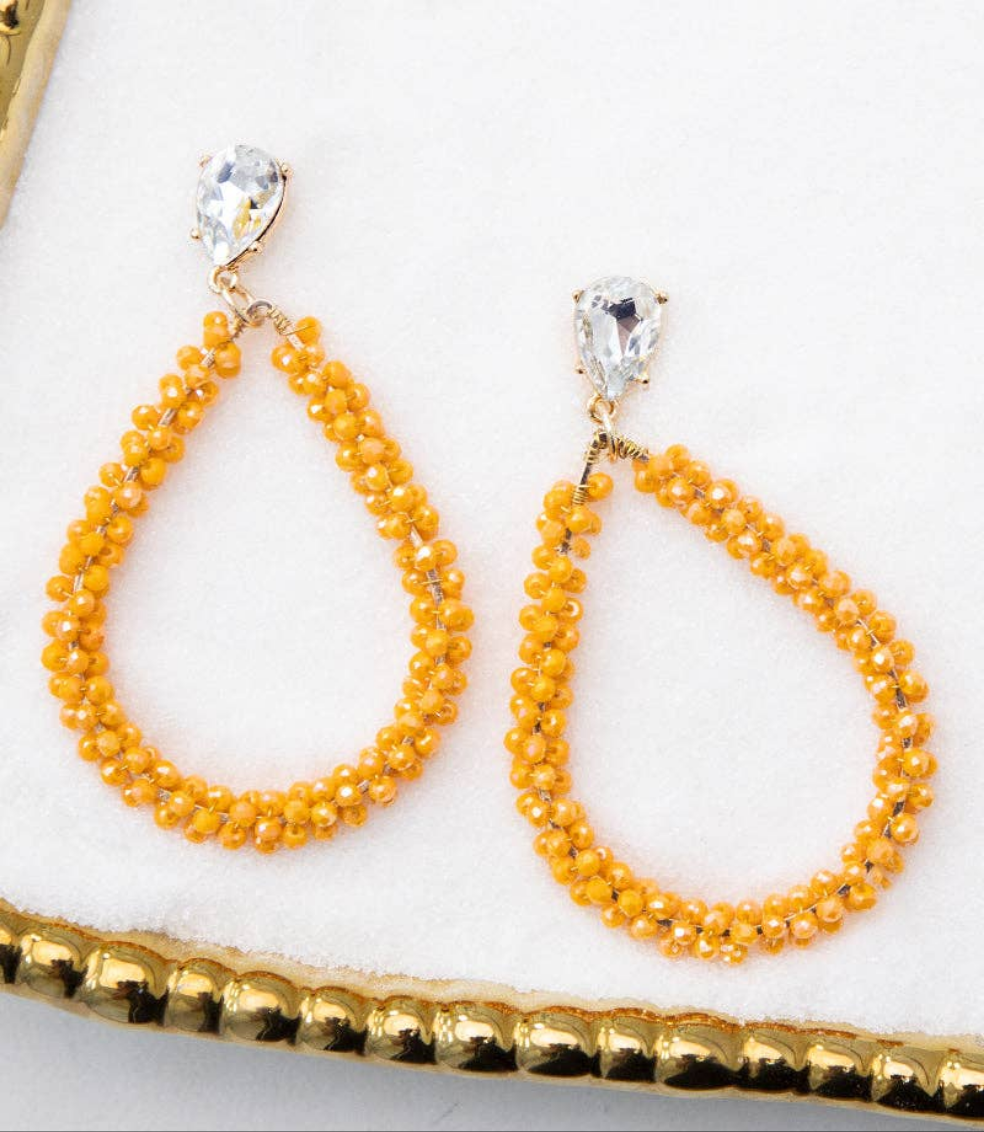 Be Around me Crystal Teardrop Earrings, Orange