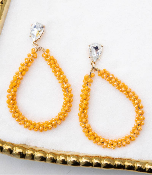 Be Around me Crystal Teardrop Earrings, Orange