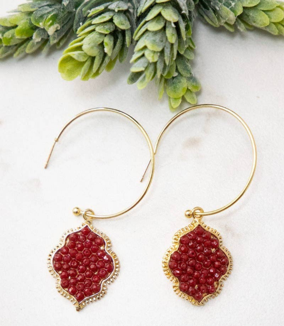 Bring a Gem in your Life Hoop Earrings, Red