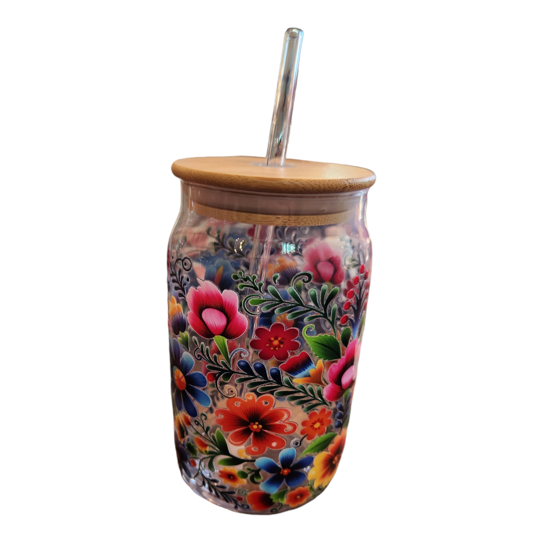 Glass Tumbler w/Bamboo Lid & Straw