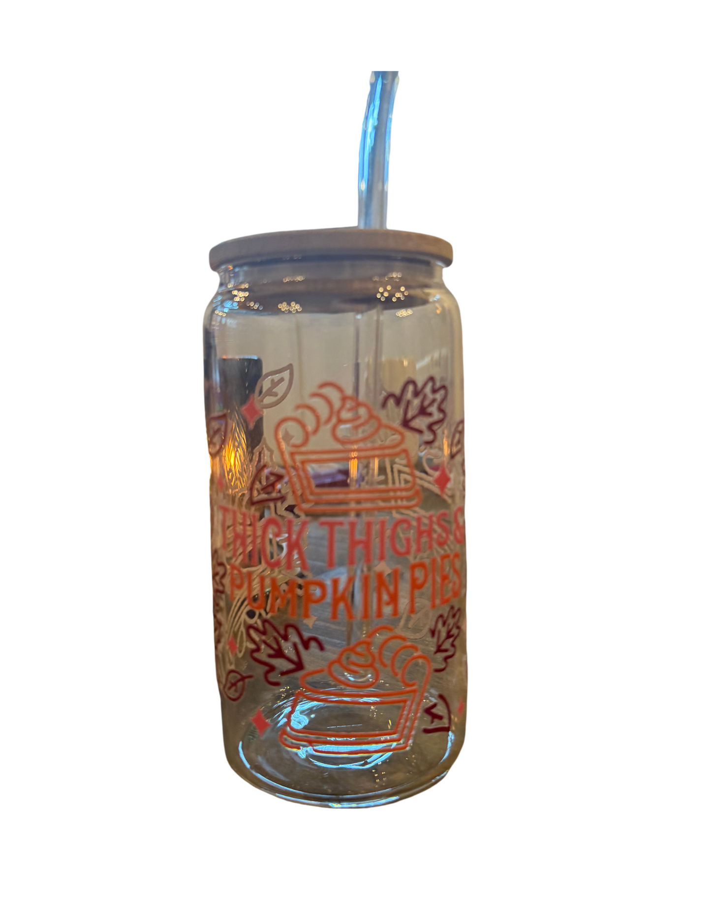 Glass Tumbler w/Bamboo Lid & Straw