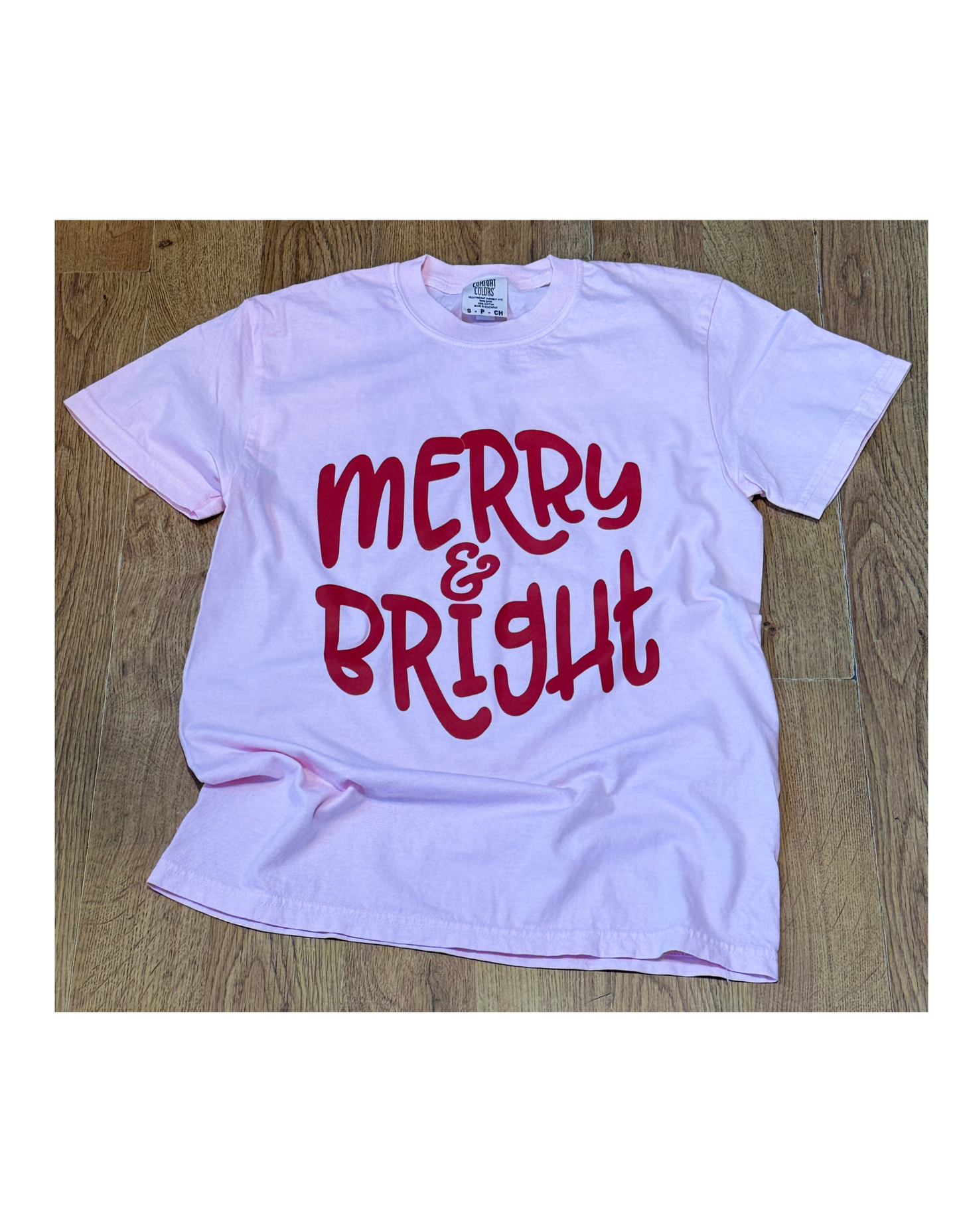 Merry & Bright Light Pink Comfort Colors Graphic Tee