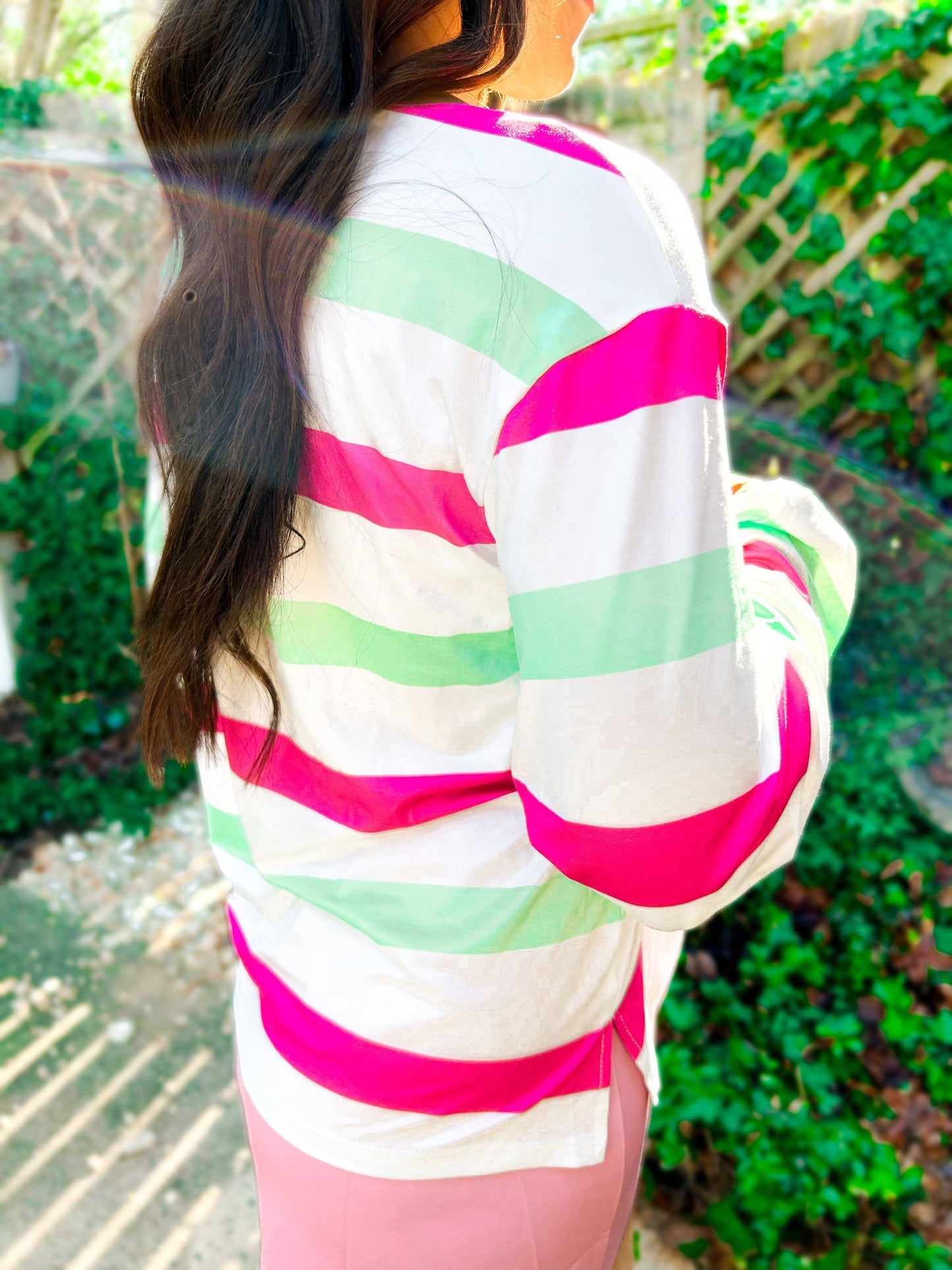 Mimi Multi-Color Striped Bell Sleeve Top