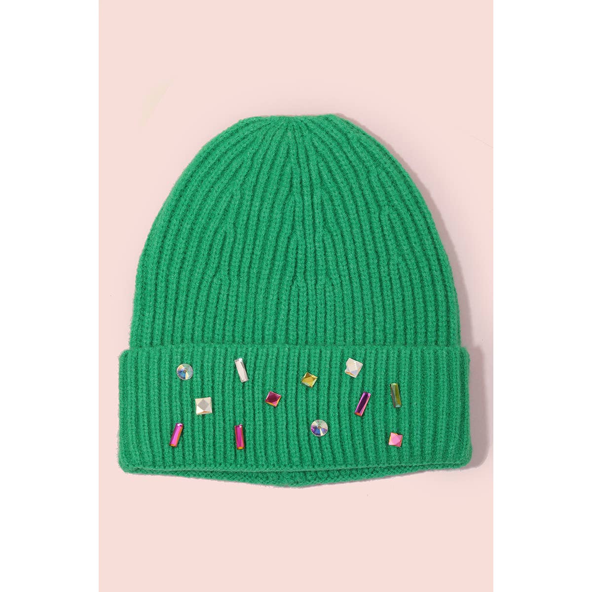 Rhinestone Ribbed Beanie