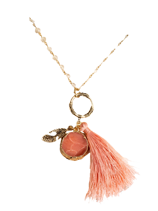 Just Peachy Beaded Necklace