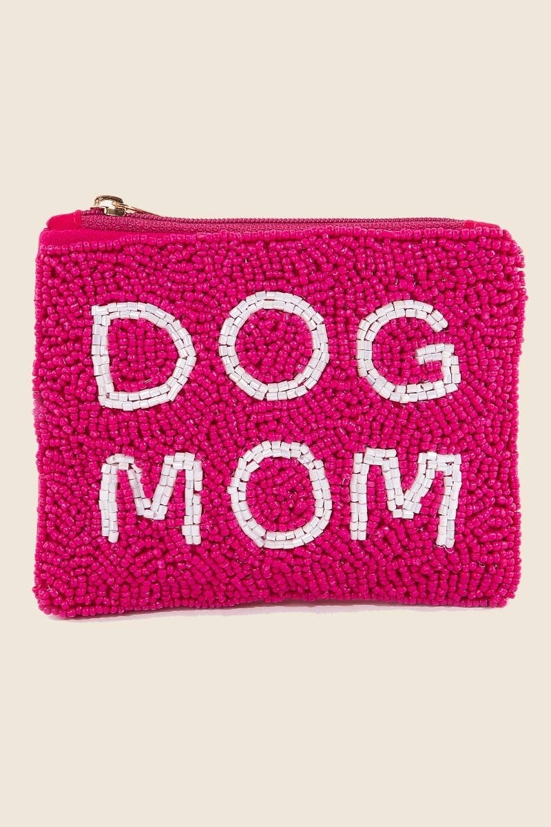 Dog Mom Seed Beaded Coin Purse