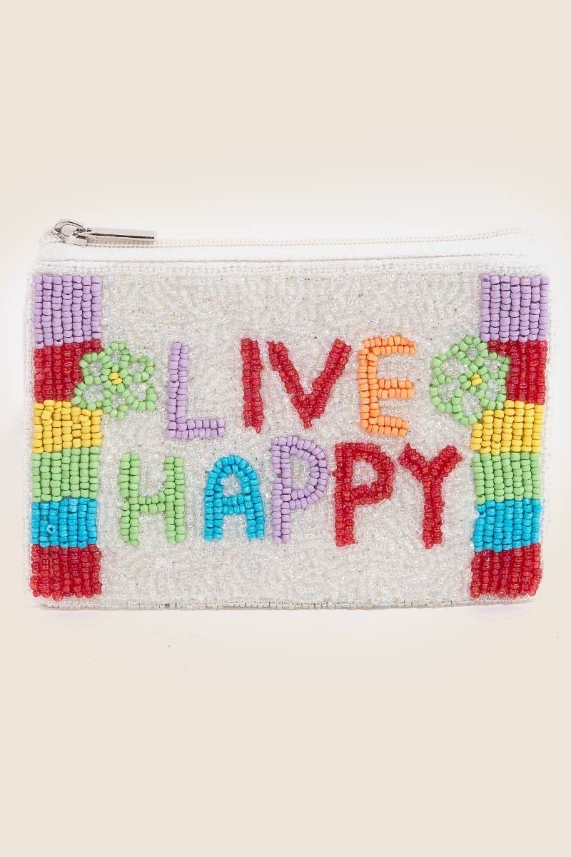 Live Happy Floral Color Block Coin Purse